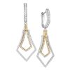 Image 1 : Diamond Flared Dangle Earrings 3/4 Cttw 14kt Two-tone Gold