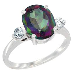 2.60 CTW Mystic Topaz & Diamond Ring 10K White Gold - REF-62A2X