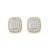 Image 1 : Diamond Square Cluster Stud Earrings 1/4 Cttw 10kt Yellow Gold