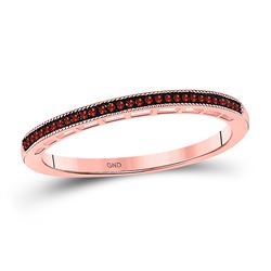 Red Color Enhanced Diamond Slender Wedding Anniversary Band 1/12 Cttw 10k Pink Rose Gold