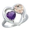 Image 1 : 1.91 CTW Diamond, Amethyst & Morganite Ring 10K White Gold - REF-26X5M