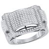 Image 1 : Mens Round Pave-set Diamond Dome Convex Cluster Ring 5/8 Cttw 10kt White Gold