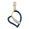 Image 1 : Round Blue Color Enhanced Diamond Heart Pendant 1/8 Cttw 10kt Yellow Gold