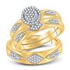 Image 1 : His & Hers Diamond Cluster Matching Bridal Wedding Ring Band Set 1/3 Cttw 10kt Yellow Gold