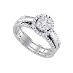 Diamond Bridal Wedding Engagement Ring Band Set 1/2 Cttw 14kt White Gold