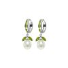 Image 1 : Genuine 10.30 ctw Peridot & Pearl Earrings 14KT White Gold - REF-56V7W