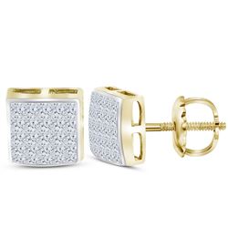 Diamond Square Cluster Stud Earrings 5/8 Cttw 14kt Yellow Gold