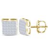 Image 1 : Diamond Square Cluster Stud Earrings 5/8 Cttw 14kt Yellow Gold