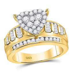 Diamond Heart Cluster Bridal Wedding Engagement Ring 1.00 Cttw 10kt Yellow Gold