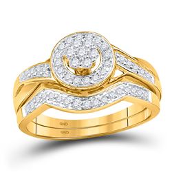 Diamond Cluster Bridal Wedding Engagement Ring Band Set 1/3 Cttw 10kt Yellow Gold