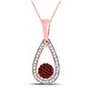 Image 1 : Round Red Color Enhanced Diamond Teardrop Cluster Pendant 1/6 Cttw 10kt Rose Gold