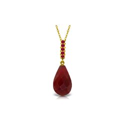 Genuine 9 ctw Ruby Necklace 14KT Yellow Gold - REF-30M6T