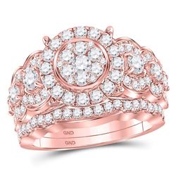 Diamond Bridal Wedding Engagement Ring Band Set 2.00 Cttw 14kt Rose Gold