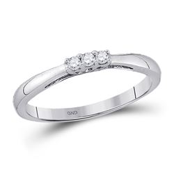 Diamond 3-stone Bridal Wedding Engagement Ring 1/20 Cttw 10kt White Gold