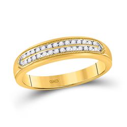 Mens Diamond Double Row Band Ring 1/4 Cttw 10kt Yellow Gold