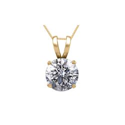 14K Yellow Gold 0.75 ct Natural Diamond Solitaire Necklace - REF-185Z6A