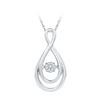 Image 1 : Diamond Solitaire Moving Twinkle Teardrop Pendant 1/20 Cttw 10kt White Gold