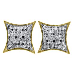 Diamond Square Kite Cluster Earrings 1/4 Cttw 10kt Yellow Gold