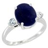 Image 1 : 2.70 CTW Lapis Lazuli & Diamond Ring 14K White Gold - REF-67Y2V