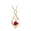 Image 1 : Round Lab-Created Ruby Fashion Pendant 3/4 Cttw 10kt Yellow Gold