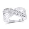 Image 1 : Round Baguette Diamond Strand Crossover Band Ring 1/2 Cttw 10kt White Gold