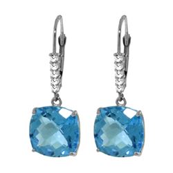 Genuine 7.35 ctw Blue Topaz & Diamond Earrings 14KT White Gold - REF-57H3X