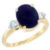 Image 1 : 2.70 CTW Lapis Lazuli & Diamond Ring 10K Yellow Gold - REF-60R3H