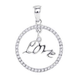 Diamond Circular Captured Love Circle Pendant 10k White Gold