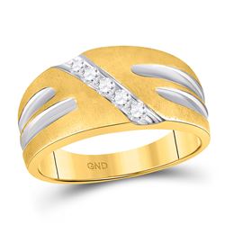 Mens Diamond Band Ring 1/4 Cttw 10kt Two-tone Gold