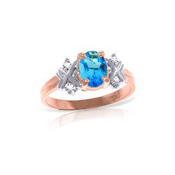 Genuine 0.97 ctw Blue Topaz & Diamond Ring 14KT Rose Gold - REF-59A2K