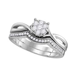 Diamond Twist Bridal Wedding Engagement Ring Band Set 1/3 Cttw 10kt White Gold