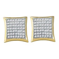 Diamond Square Kite Square Screwback Earrings 1/3 Cttw 10kt Yellow Gold