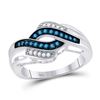 Image 1 : Round Blue Color Enhanced Diamond Band Ring 1/4 Cttw 10kt White Gold