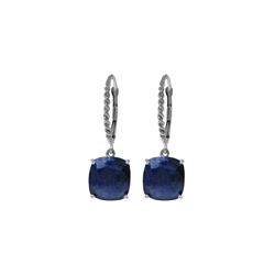 Genuine 9.66 ctw Sapphire Earrings 14KT White Gold - REF-89V3W