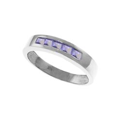 Genuine 0.50 ctw Tanzanite Ring 14KT White Gold - REF-49F8Z