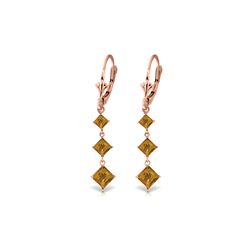 Genuine 4.79 ctw Citrine Earrings 14KT Rose Gold - REF-50Z2N