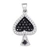 Image 1 : Round Black Color Enhanced Diamond Spade Cluster Pendant 1/2 Cttw 10kt White Gold