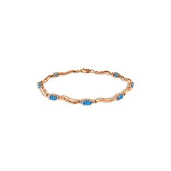 Genuine 2.16 ctw Blue Topaz & Diamond Bracelet 14KT Rose Gold - REF-76A7K