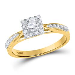 Diamond Square Halo Bridal Wedding Engagement Ring 3/8 Cttw 10k Yellow Gold