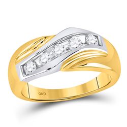 Mens Diamond Wedding Band Ring 1/2 Cttw 14kt Two-tone Gold