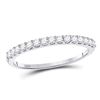 Image 1 : Round Pave-set Diamond Single Row Wedding Band 1/4 Cttw 14kt White Gold