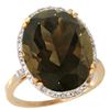 Image 1 : 13.71 CTW Quartz & Diamond Ring 10K Yellow Gold - REF-57H6M