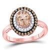 Image 1 : Oval Morganite Solitaire Diamond Fashion Ring 1-1/2 Cttw 10kt Rose Gold