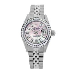 Rolex Pre-owned 26mm Womens Custom Pink MOP Stainless Steel - REF-490N4H