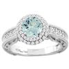 Image 1 : 1.20 CTW Aquamarine & Diamond Ring 14K White Gold - REF-88V5R