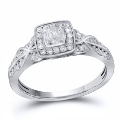 Diamond Solitaire Bridal Wedding Engagement Ring 1/2 Cttw 14kt White Gold