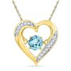 Image 1 : Round Lab-Created Blue Topaz Moving Twinkle Heart Pendant 3/8 Cttw 10kt Yellow Gold