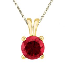 Round Lab-Created Ruby Solitaire Pendant 1-1/3 Cttw 10kt Yellow Gold