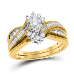 Marquise Diamond Solitaire Bridal Wedding Engagement Ring 1/3 Cttw 14kt Yellow Gold