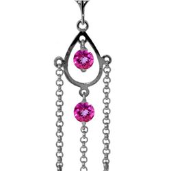 Genuine 1.50 ctw Pink Topaz Necklace 14KT White Gold - REF-29T7A